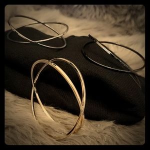 3 "X" Silver/Gold/Gunmetal Bracelet/Bangle Set